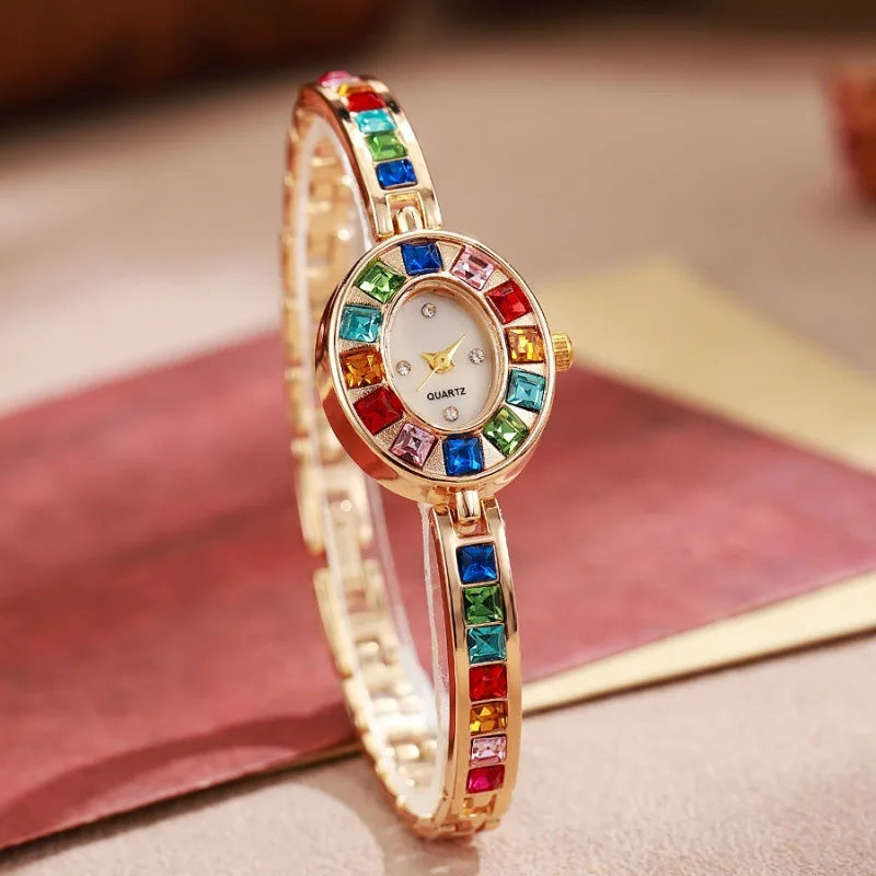 Rhinestone Watch Square Dial Bracelet Band — Crystal | KIMLUD