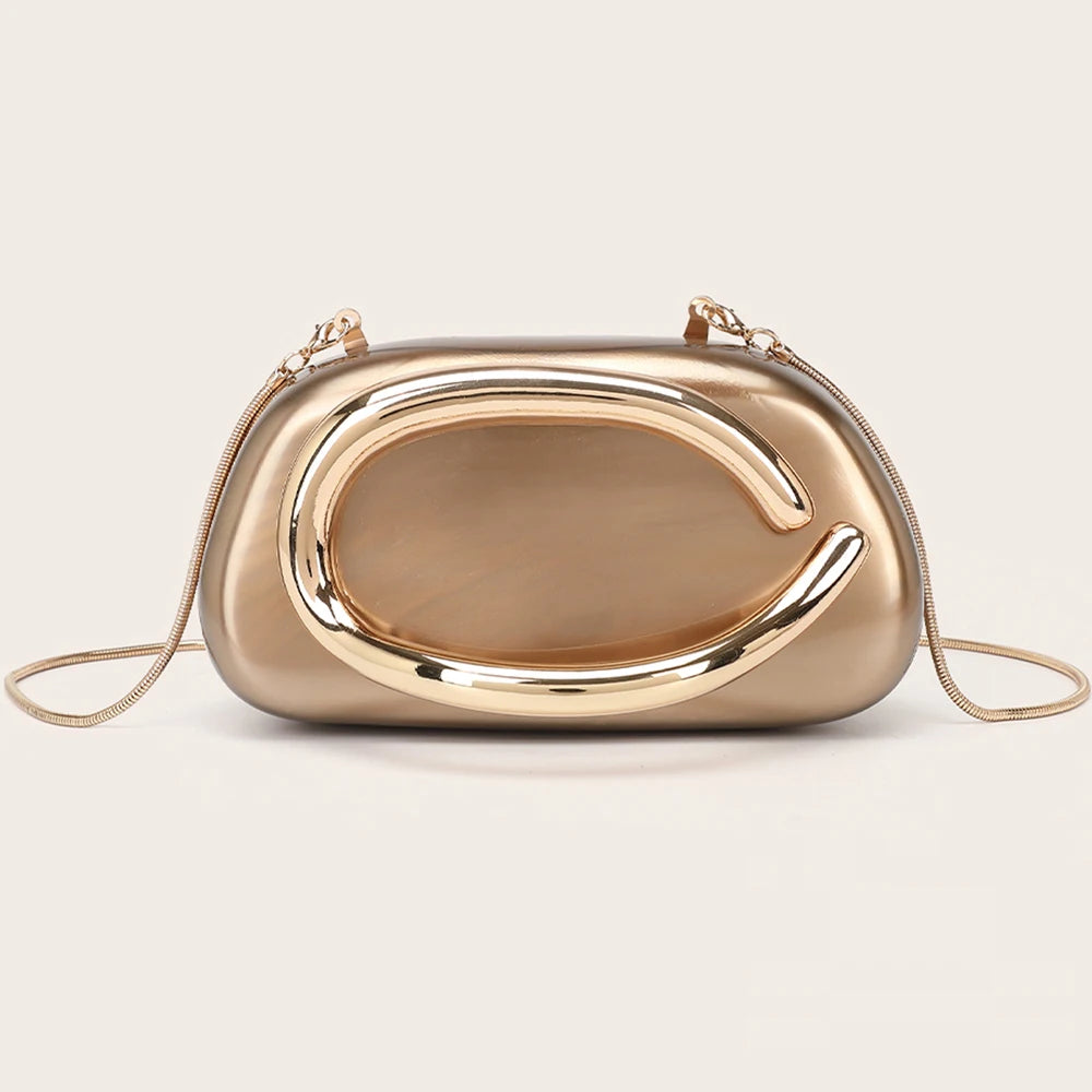 PVC Box Clutch Bride Bag — Champagne Ivory | KIMLUD