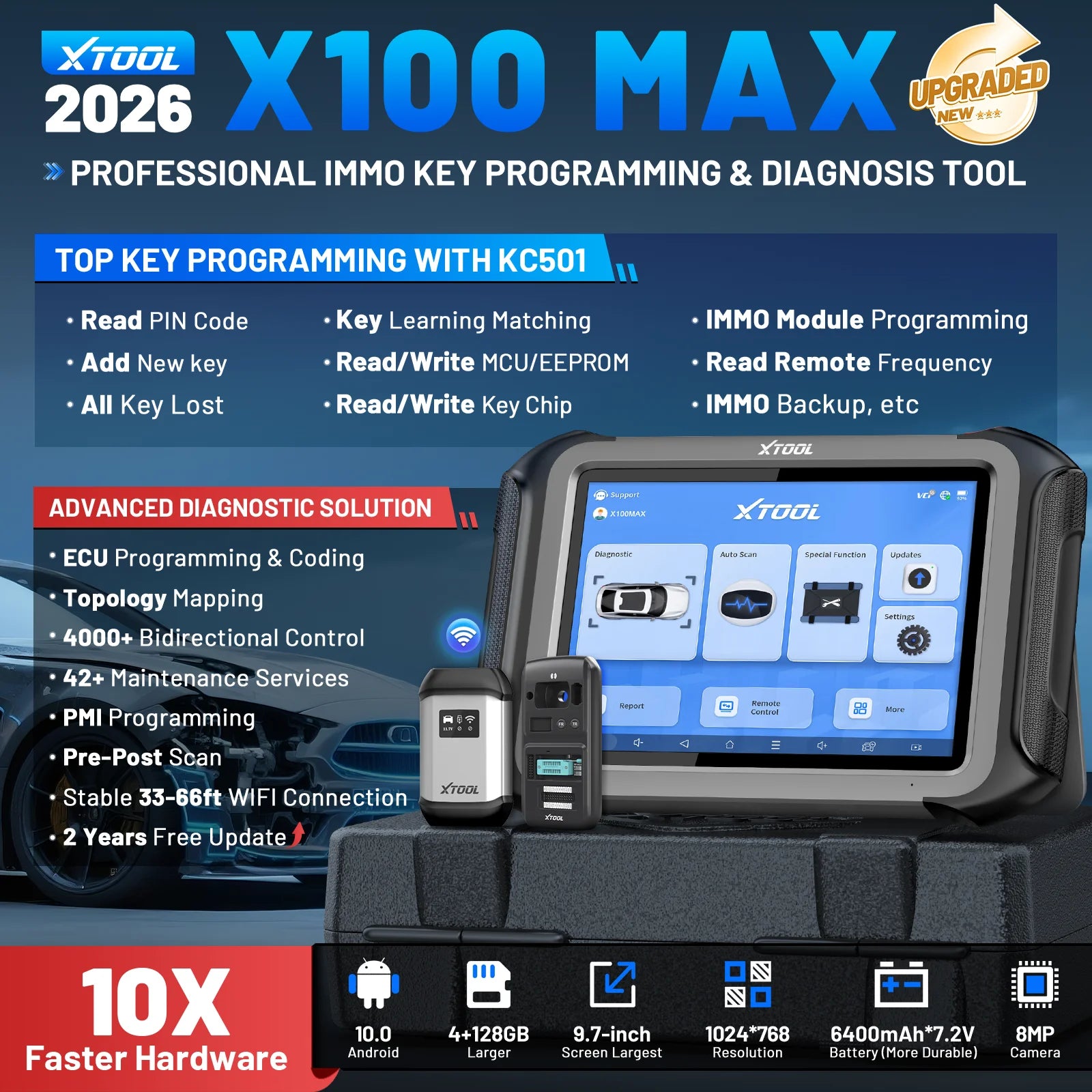 Matte Plastic Immobilizer Key Programmer X100 MAX — Black | KIMLUD