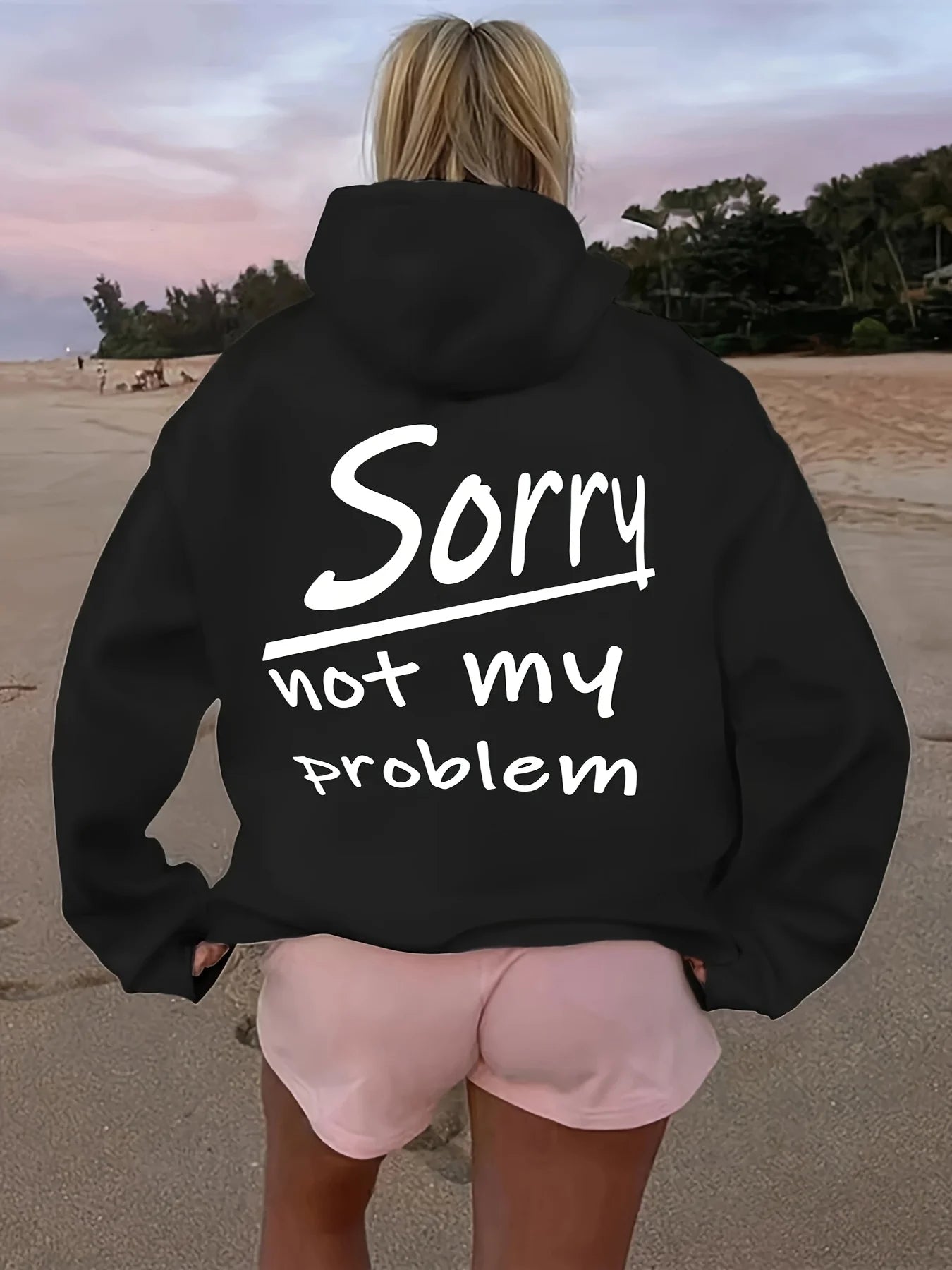 Hoodie – Alphabet Print – Polyester – Loose | KIMLUD
