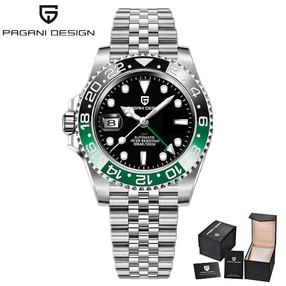PAGANI DESIGN V3 New 40MM GMT WATCH Luxury Men Watch Ceramic bezel 100M Waterproof Luminous Sapphire Glass Men Mechanical Watch