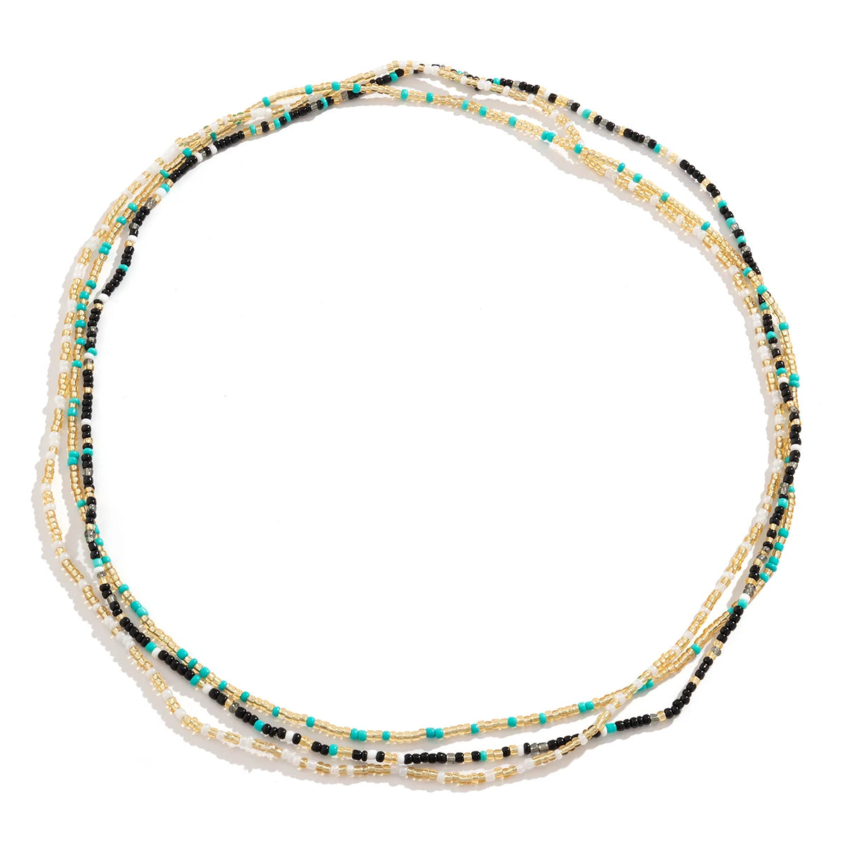 Acrylic Seed Bead Belly Chain With Bohemia Beads Three Piece Layered Design — White | KIMLUD