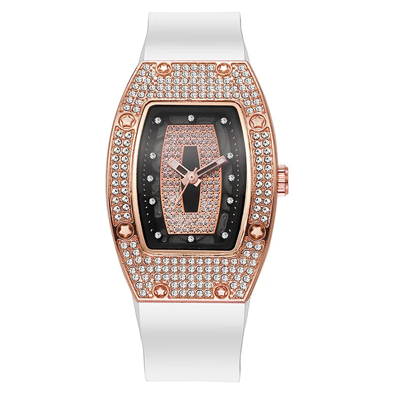 Silicone Tonneau Luxury Watch — Rose Gold | KIMLUD