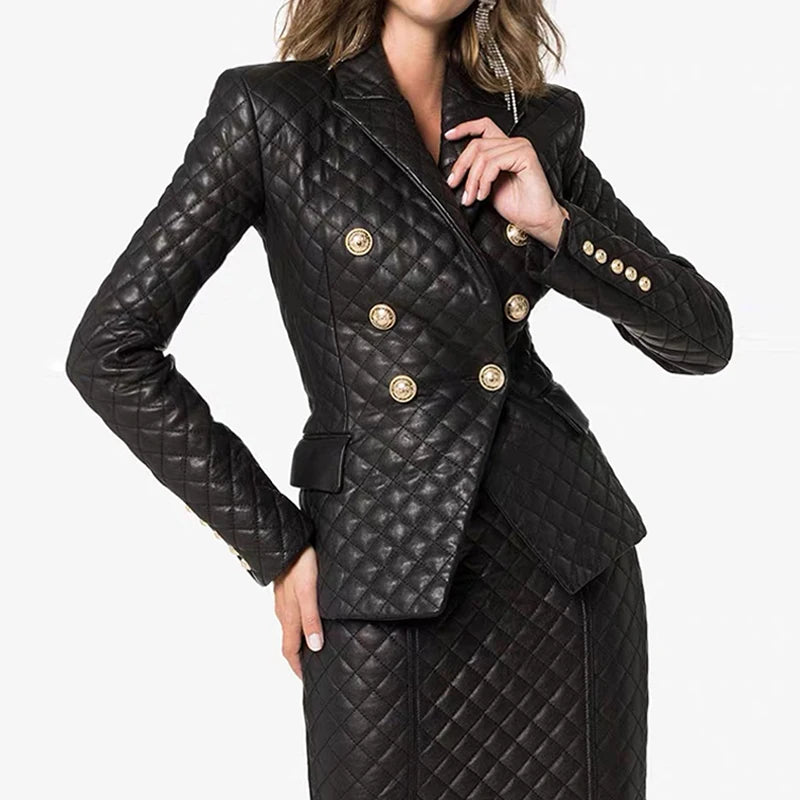 Genuine Sheepskin Short Blazer Coats for Women 2023 Fall Winter Windbreak Warm Ladies Button-up Lambskin Jacket Tops Outwear