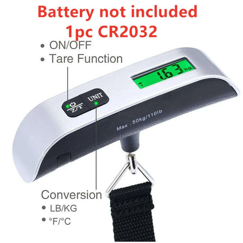 KIMLUD, Portable Scale Digital LCD Display 110lb/50kg Electronic Luggage Hanging Suitcase Travel Weighs Baggage Bag Weight Balance Tools, KIMLUD Womens Clothes