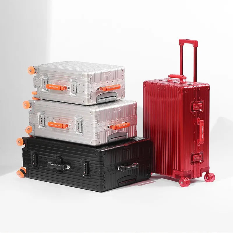 Women Men 2025 New Aluminum Suitcase 20"inch Carry on Rolling Luggage 29inch Trolley Case With Wheels