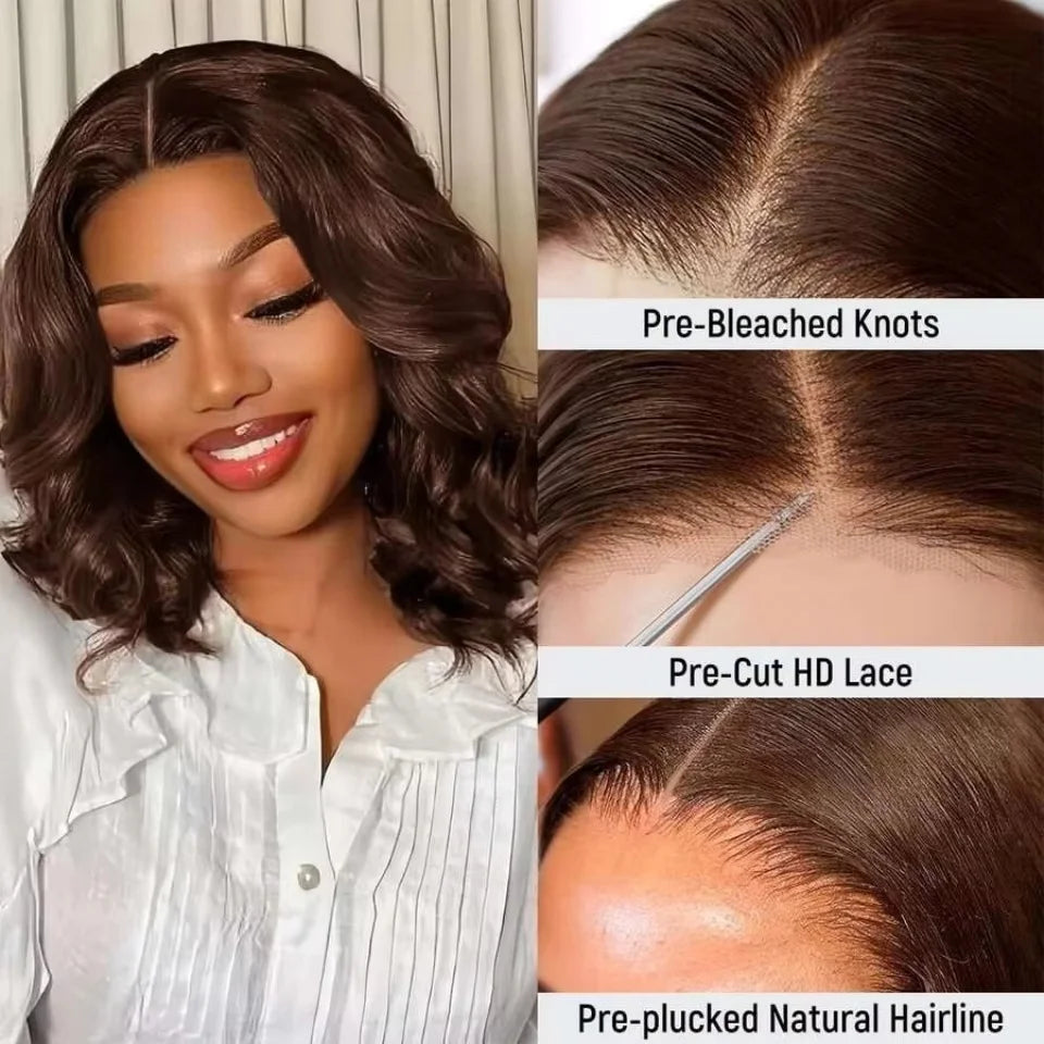 HD Lace Frontal Wig–13x4 Bob Wave–Human Hair–Natural Color | KIMLUD