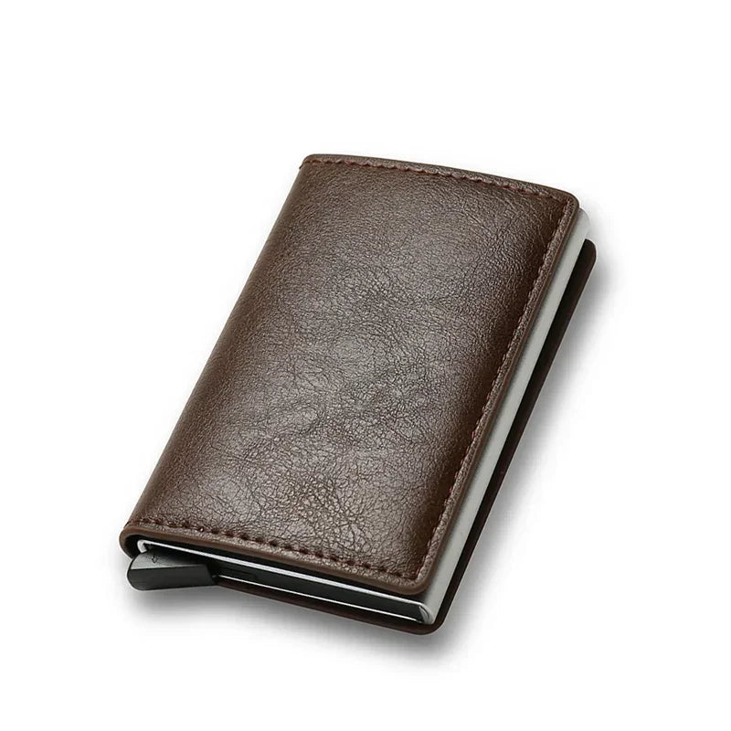 KIMLUD, Carbon Fiber Card Holder Wallets for Men RFID Portable Trifold PU Slim Mini Wallet Male Purses Wallet Women pasjeshouder, Coffee, KIMLUD Womens Clothes