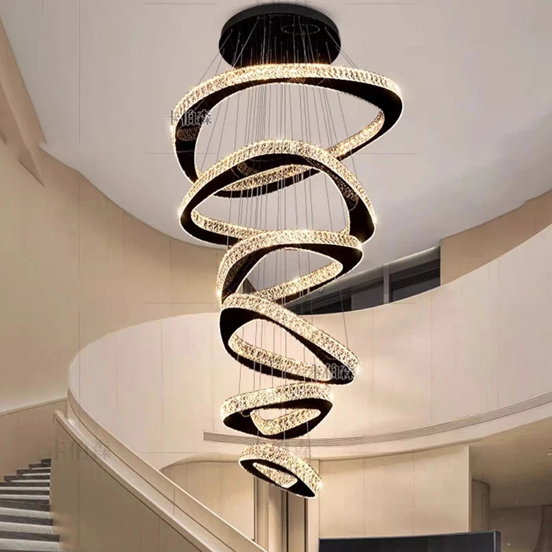 Ring Pendant Light With Dimmable LED Rings — Antique Gold | KIMLUD
