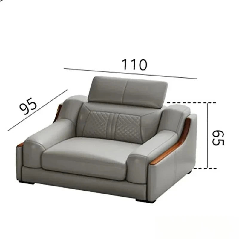 Genuine Italian Leather Sofa L-Shaped With Cup Holders USB Bluetooth — Light Gray | KIMLUD