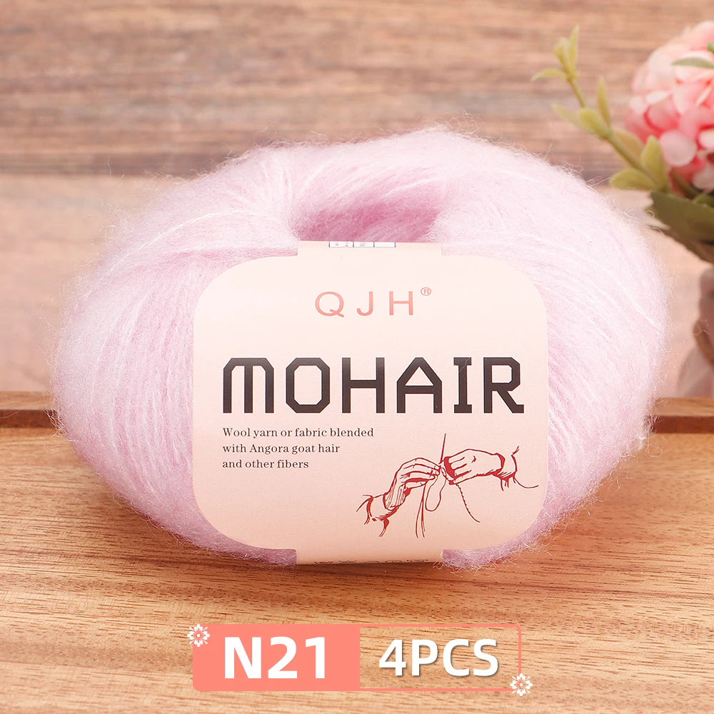 Mohair Yarn Set 4-Skein Bundle, 130m Each — Multicolor | KIMLUD