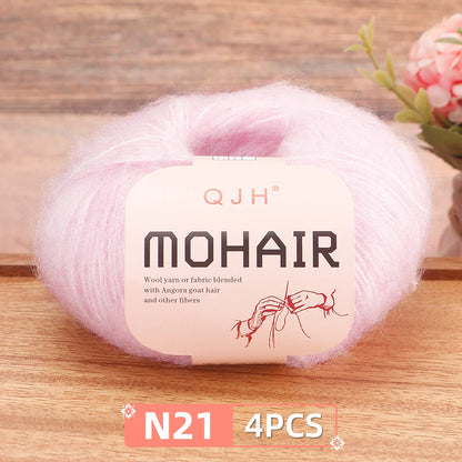 Mohair Yarn Set 4-Skein Bundle, 130m Each — Multicolor | KIMLUD
