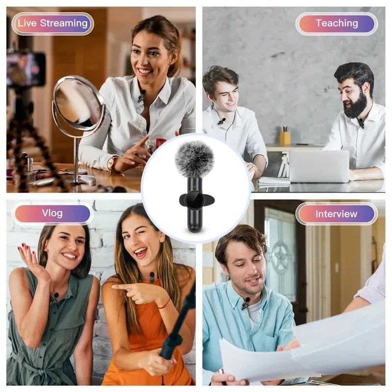Wireless Lavalier Microphone With Windproof Cover — Black | KIMLUD