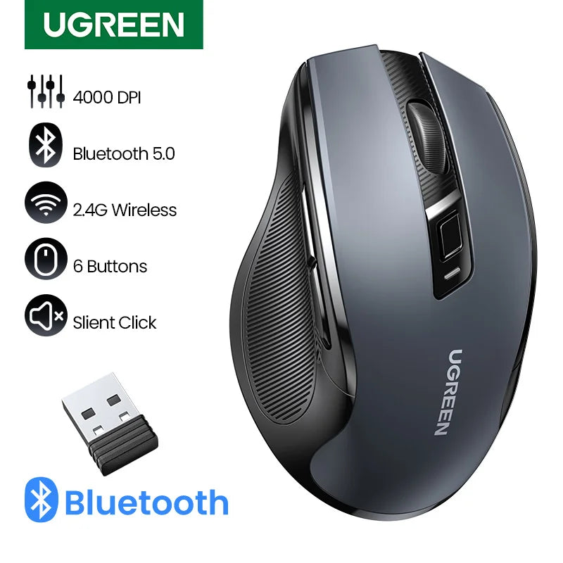 Matte Ergonomic Wireless Mouse Bluetooth 5.0 4000DPI — Deep Blue-Gray | KIMLUD