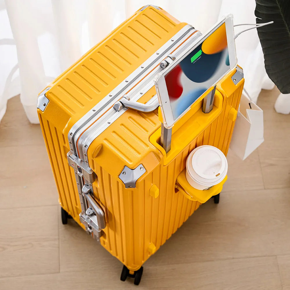Aluminum Framed Luggage 30/32-Inch Large Cup and Phone Holder — Silver | KIMLUD