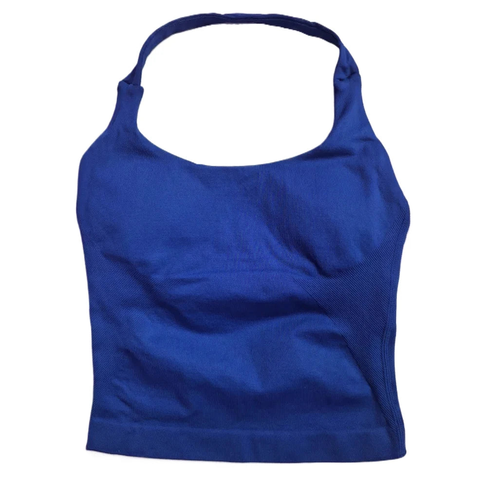 Padded Sports Bra – Backless Strappy – Halter | KIMLUD