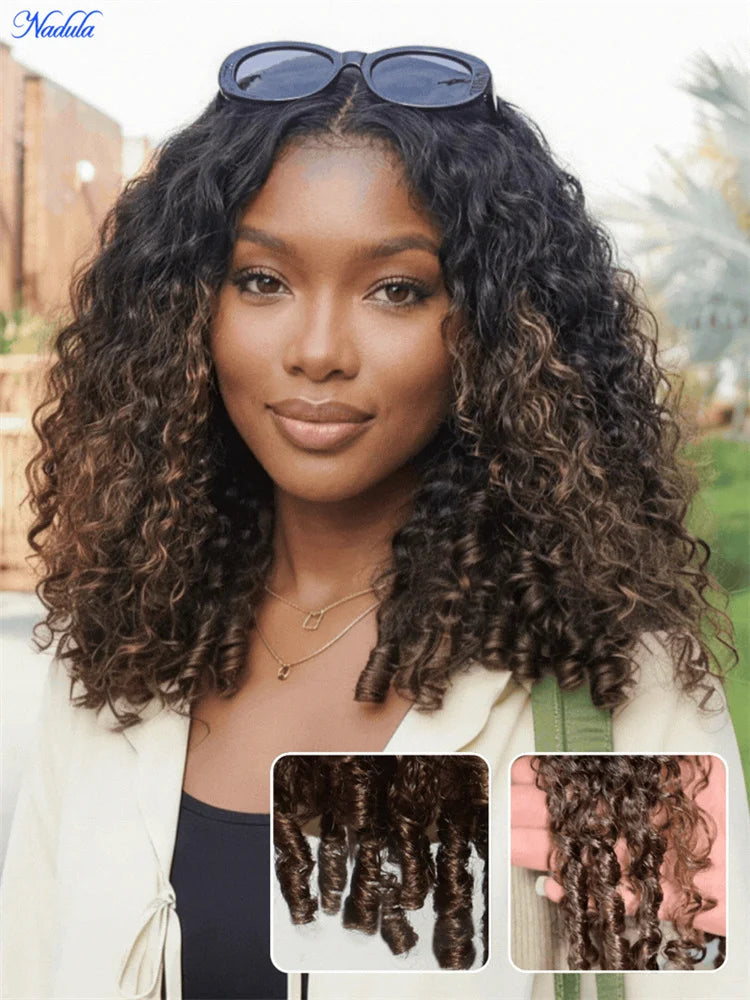 Lace Front Wig – Glueless – Remy Human Hair – Chestnut Brown Ombre | KIMLUD