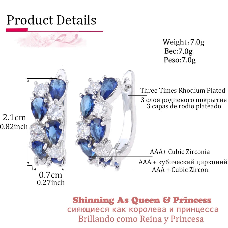 Semi-Precious Stone Stud Earrings Round — Silver | KIMLUD