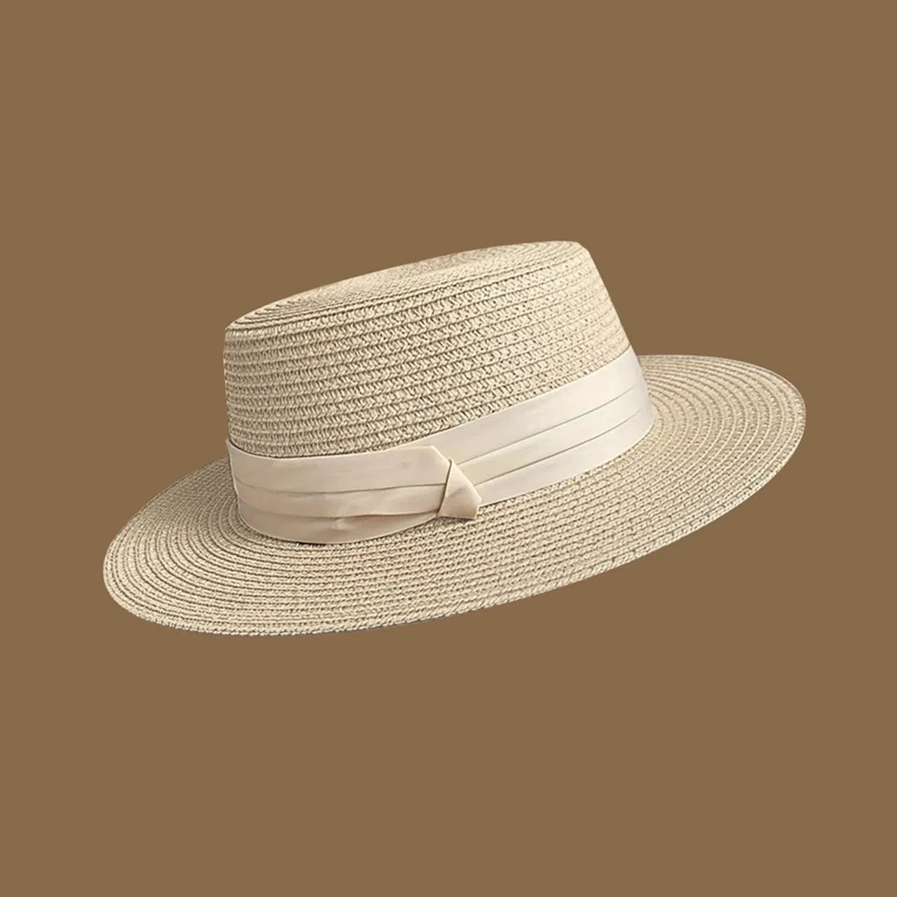 Wide Brim Hats Ribbon Straw Sun Protection — Natural | KIMLUD