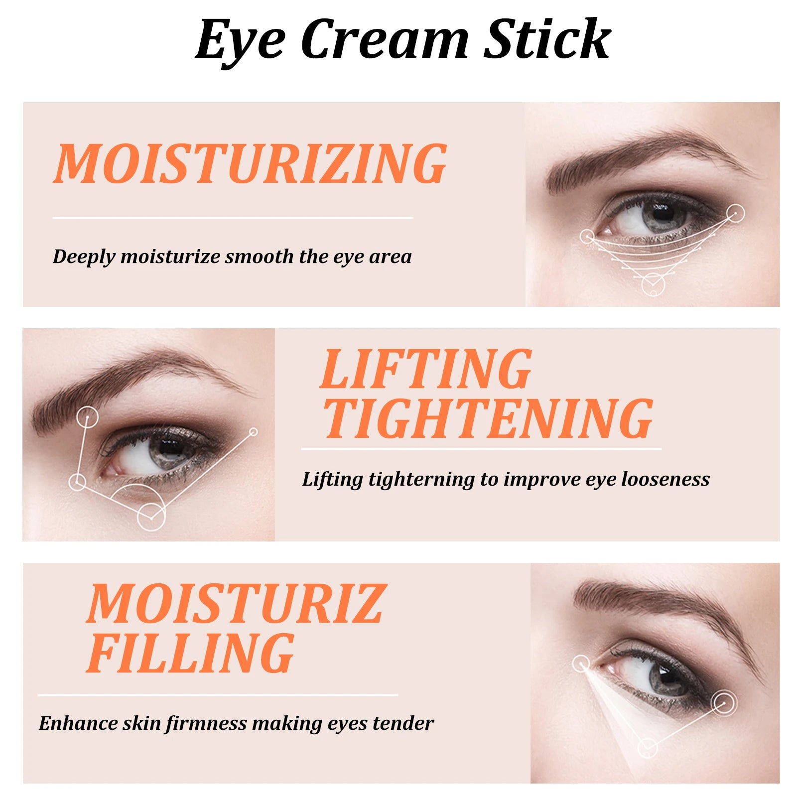 Snail Mucin Eye Cream Stick Collagen Anti-Aging Dark Circles Puffiness Hydration — Clear | KIMLUD