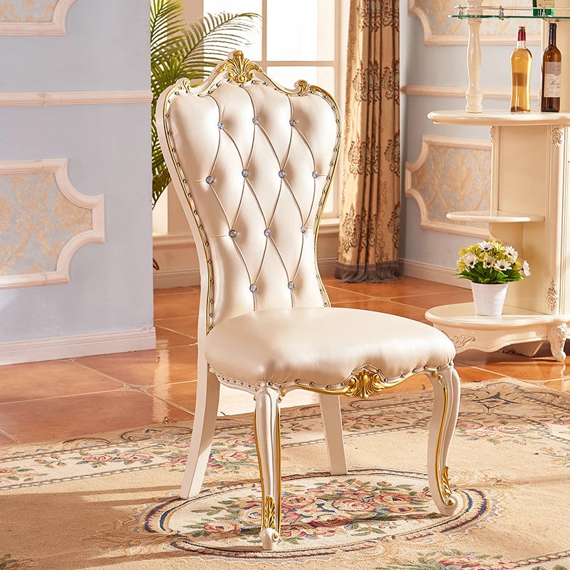 European Style Dining Chair Modern Restaurant Solid Wood Princess Chair Wedding Simple High Quality Muebles Lounge Furniture