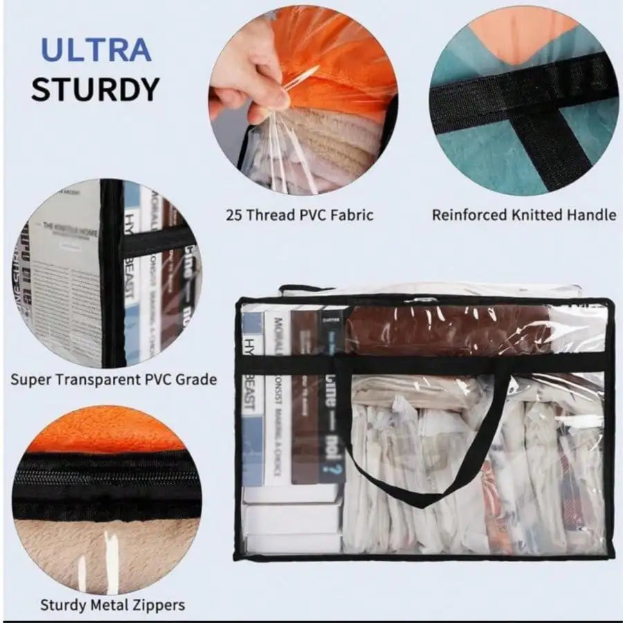 Nylon Storage Bag Zipper Handles — Transparent | KIMLUD