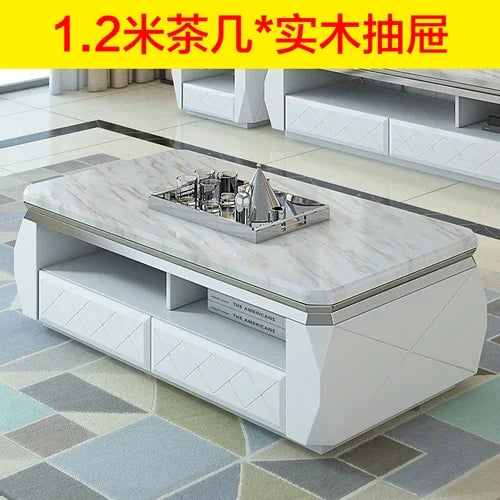 Nordic Coffee Table With Drawers And Hidden Storage — White | KIMLUD