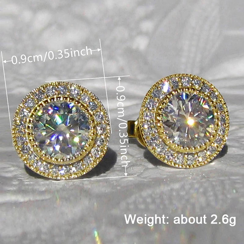 Cubic Zirconia Stud Earrings Dainty Small Round — Clear | KIMLUD