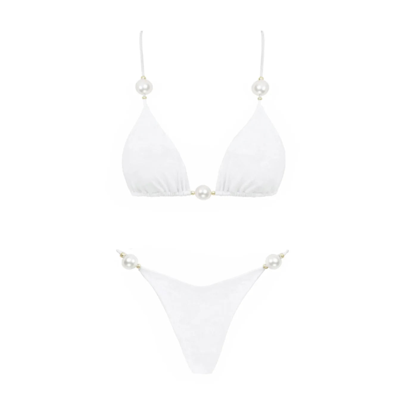 Pearl 3Pcs Bikini Set 2025 Bandeau Biquini Women Sexy Swimsuit Push Up Swimwear Female Mesh Skirt White Bathing Suit Beachwear