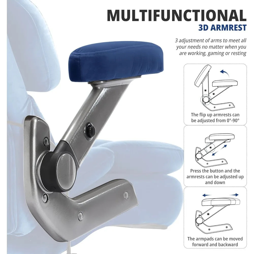 KIMLUD, 700lbs Big and Tall Office Chair-Large Computer Chair with Adjustable Lumbar Support 3D Flip Arms Plus Size Wheels,, KIMLUD Womens Clothes