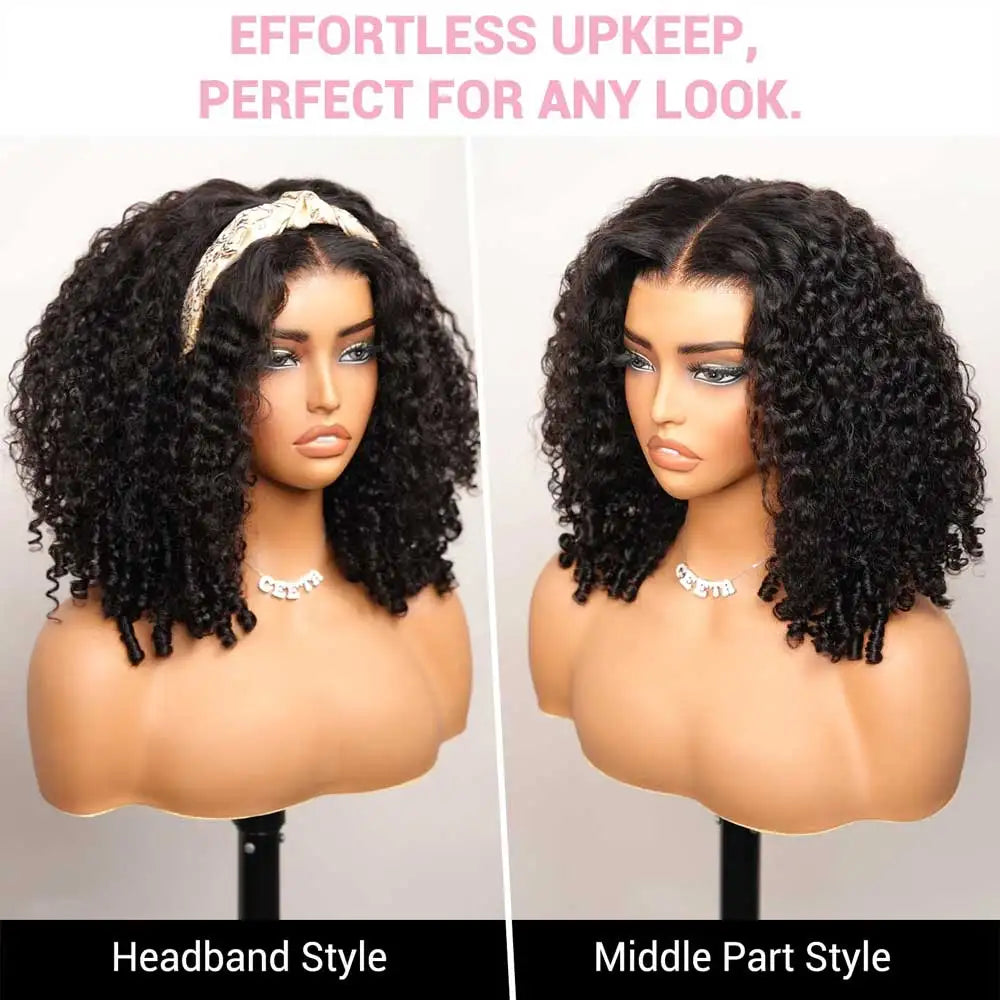 Burmese Curly Human Hair Wig 13x4 HD Lace Front 28 Inch Pre Plucked 250% Density Remy — Natural Black | KIMLUD
