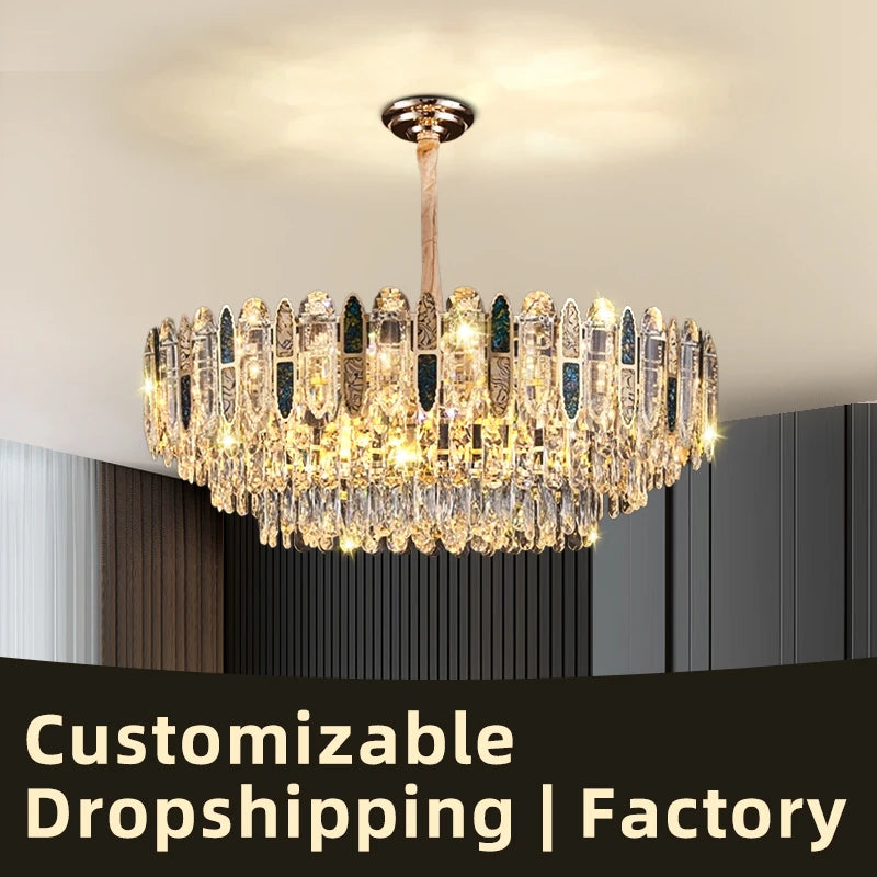 Ceiling for Dining Room Modern Led Crystal Chandelier  Ceiling Hanging Lamp for Living Room Villa Loft Pendant Lighting
