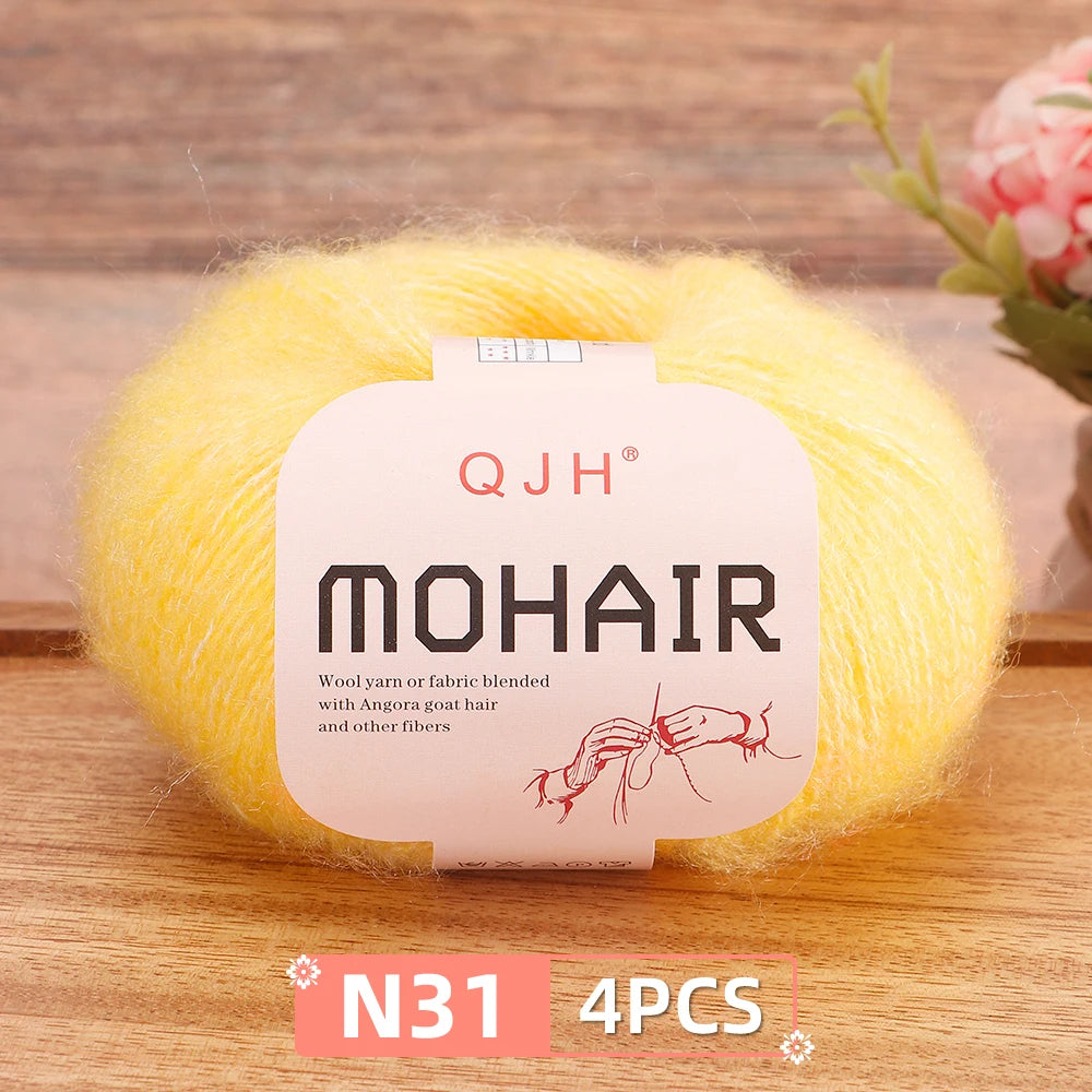 Mohair Yarn Set 4-Skein Bundle, 130m Each — Multicolor | KIMLUD