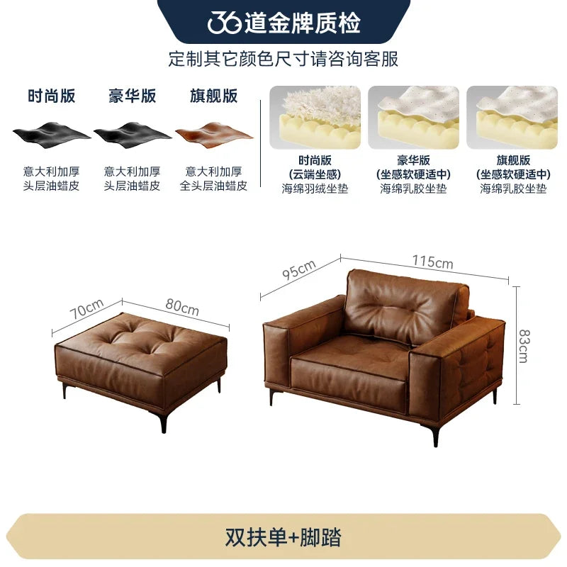 Leather Oversized Sofa Postmodern — Deep Brown | KIMLUD