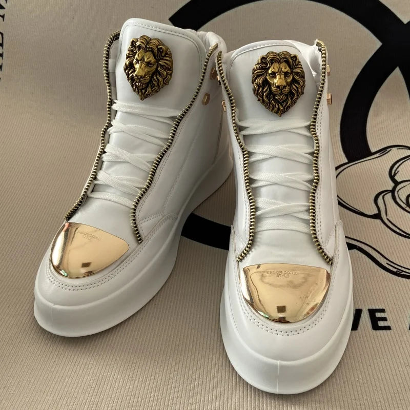 High-Top Zip-Decorated Sneaker With Breathable Mesh Lining — Black | KIMLUD
