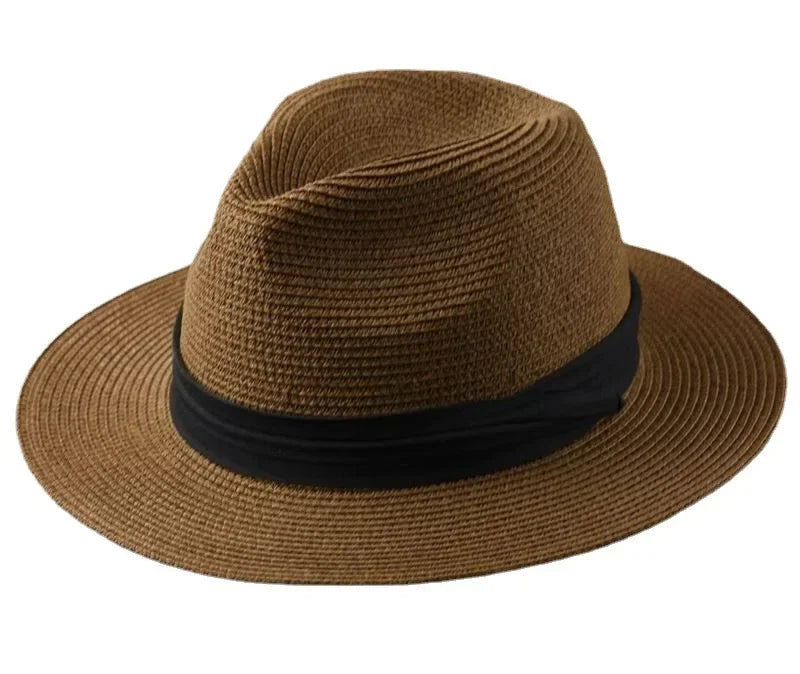Panama Straw Hat Wide Brim Plus Size — Natural | KIMLUD