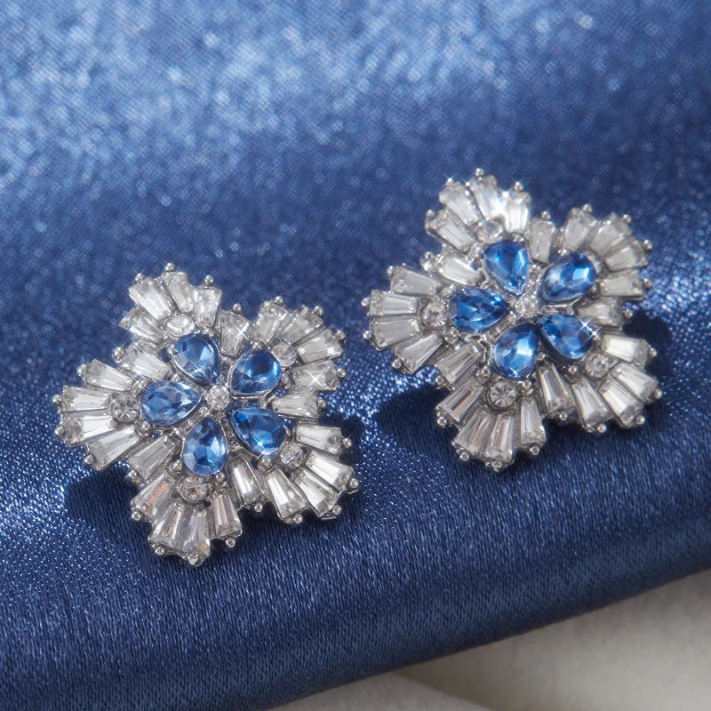 Cubic Zirconia Stud Earrings Minimal Sparkle — Blue | KIMLUD