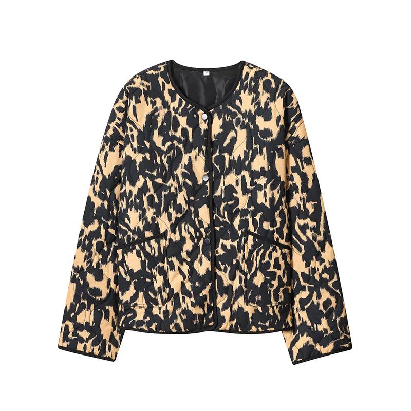 Women Print Cotton Jacket Colorful Casual Turn-down Collar Long Sleeve Single Breasted Pocket Jackets Autumn Winter Fashion Coat