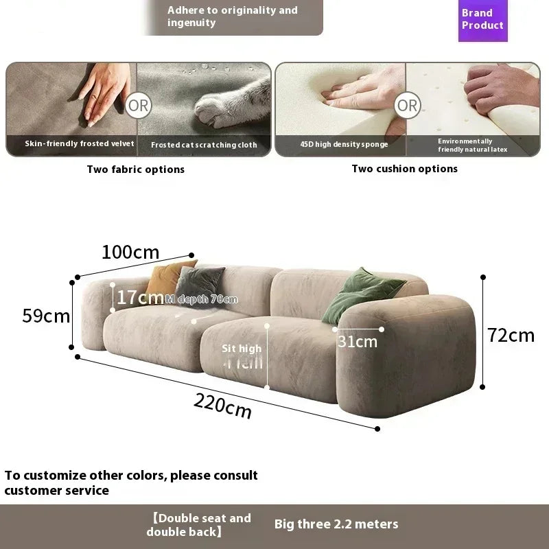 Modern Fabric Sofa Bed Foam Cushions — Beige | KIMLUD