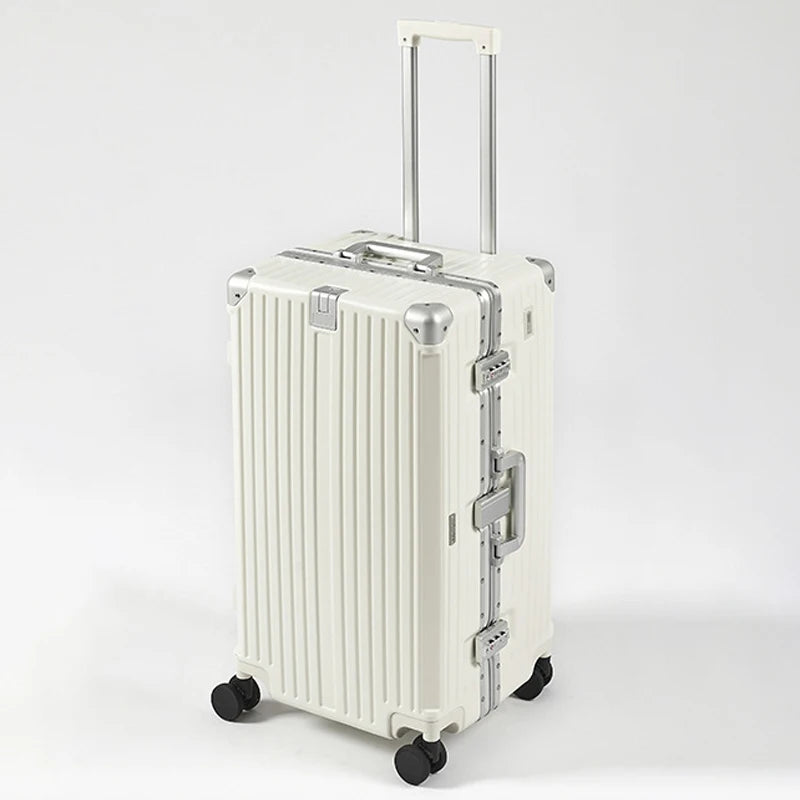 Aluminum Frame Suitcase 36 Inch Large Capacity — Silver | KIMLUD