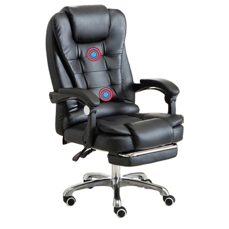 A Office Furniture Massage Soft Ergonomic Executive Recliner High Back Chairs Black Pu Leather Office Chair with Footrest