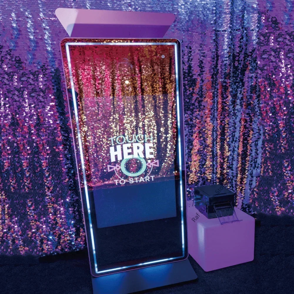 Crystal-Silver Mirror Photo Booth With Printer And Camera — Silver | KIMLUD