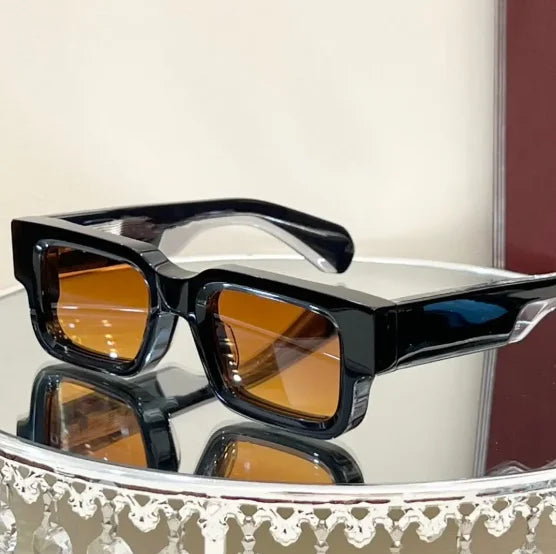 Polarized Acetate Sunglasses Thick Square Frames — Black | KIMLUD