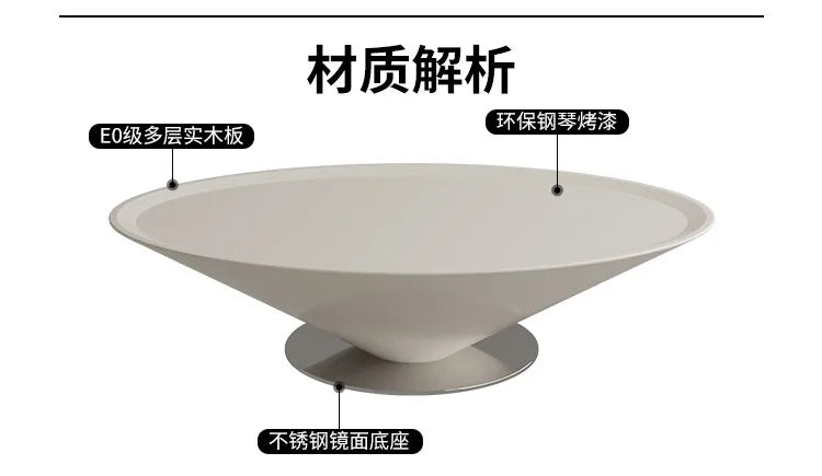 Minimalist Round Coffee Table Unique Aesthetic — White | KIMLUD