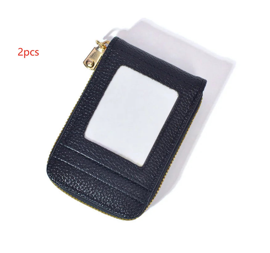 1pc Organ Card Bag Korean Edition Portable Women's Short Bank Card Cover Business Card Clip Zipper Vertical Handheld Bag
