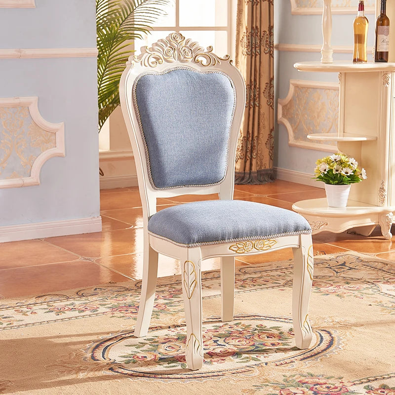 European Style Dining Chair Modern Restaurant Solid Wood Princess Chair Wedding Simple High Quality Muebles Lounge Furniture