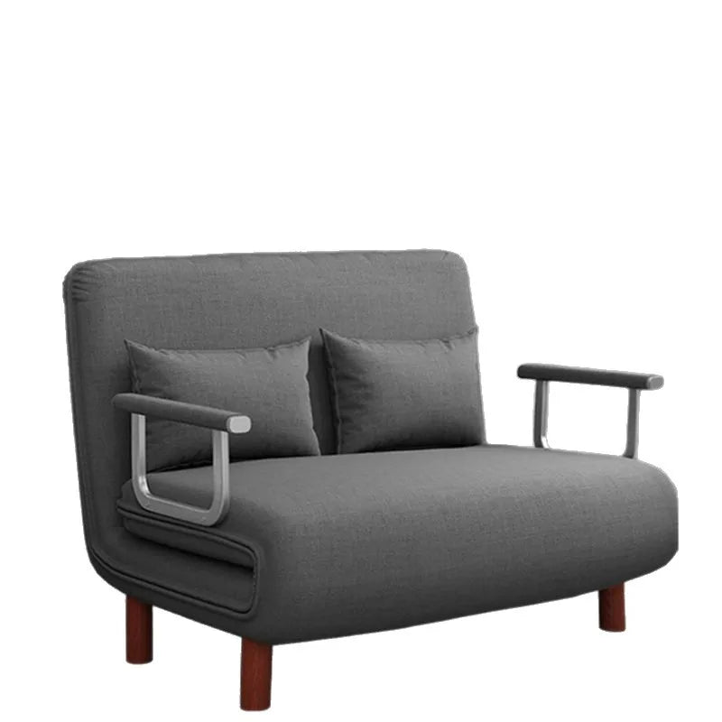 Foldable Metal Sofa Bed Dual-Purpose — Orange | KIMLUD