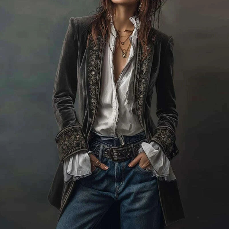 KIMLUD, New V Neck Patchwork Elegant Chic Jackets, Women Spring Autumn Long Sleeve Fashion Coat, Casual Simple Ladies Cardigan Outerwear, KIMLUD Womens Clothes