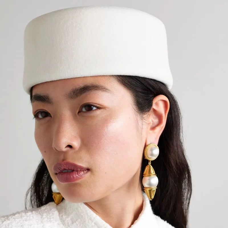 Vintage Wool Felt Solid Fedora Hats — Black | KIMLUD