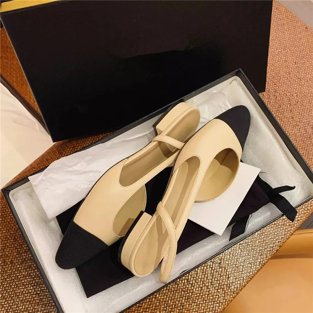 2025 Summer Women Luxury High Heels Shoes for Woman's Color Splicing Mixed Color Round Toe Sandals Ladies Slippers Casual Shoes